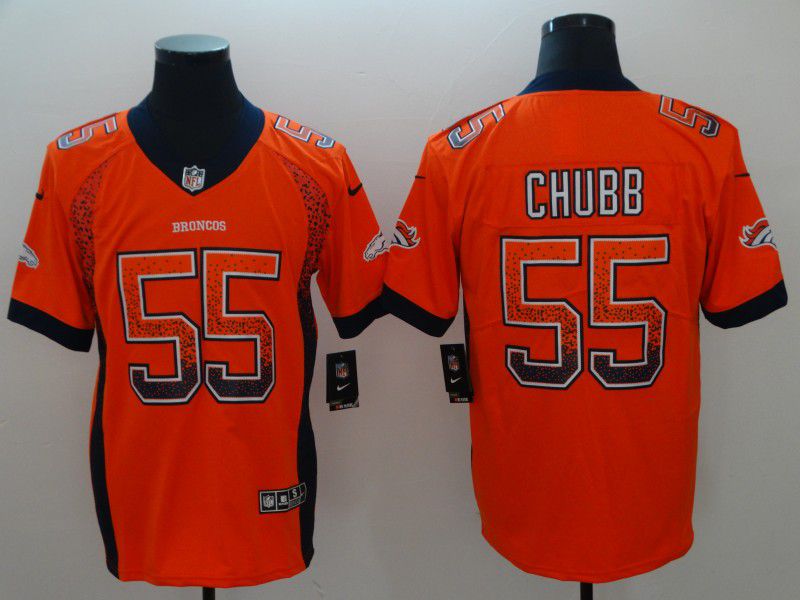 Men Denver Broncos #55 Chubb Drift Fashion Orange Color Rush Limited NFL Jerseys->denver broncos->NFL Jersey